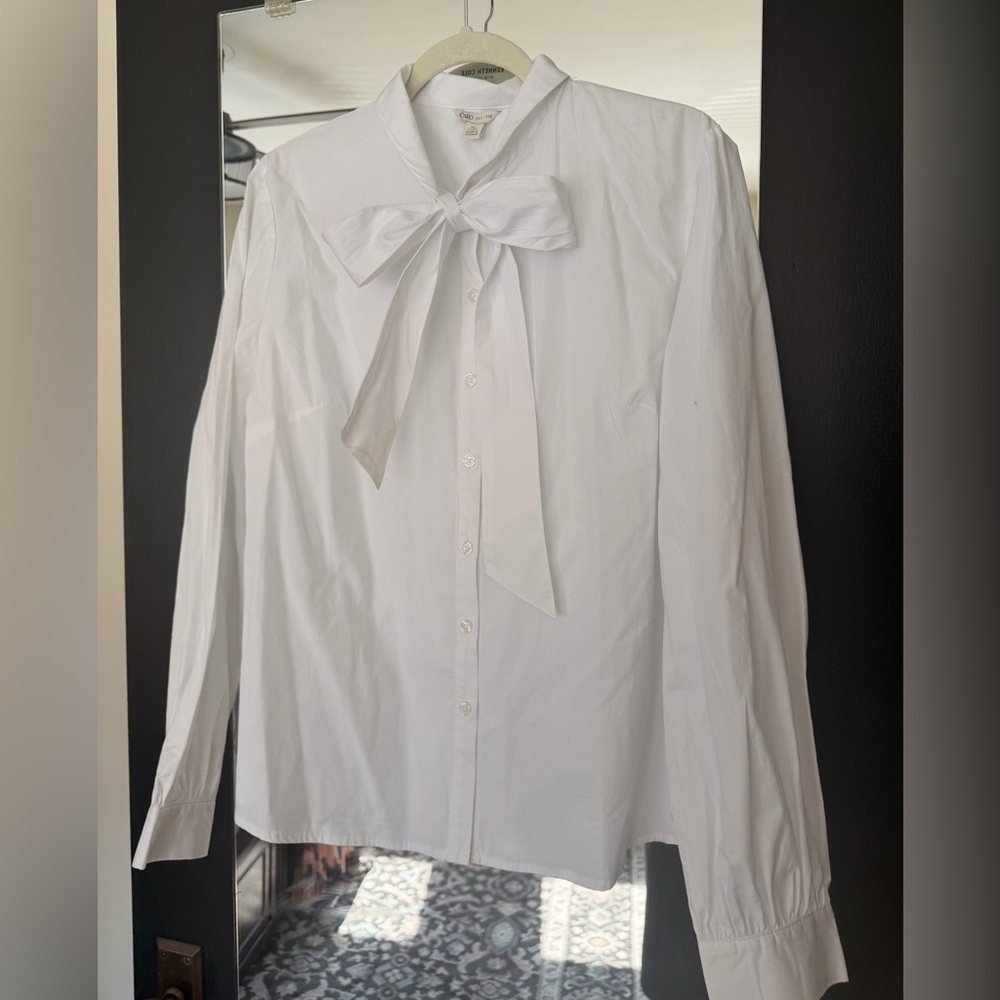 White womens Shirt with Bow Detail